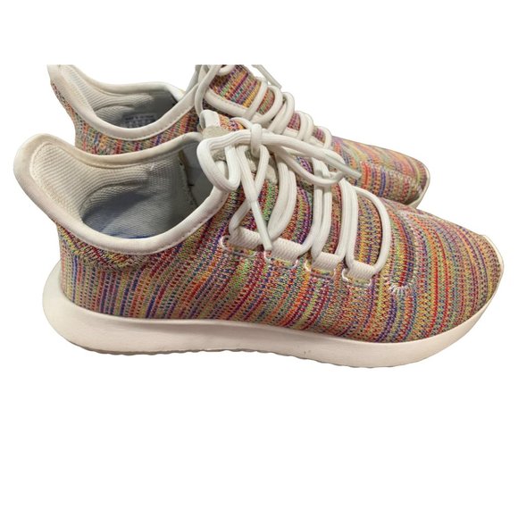 Adidas Womens Size 6 Sneaker Shoes Tubular Flyknit Multicolor Shadow ART 083056 - Picture 2 of 6